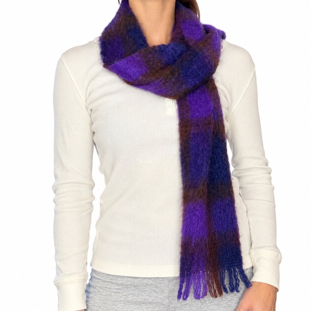 Cushendale Ireland Mohair Wool Blend Plaid Scarf
